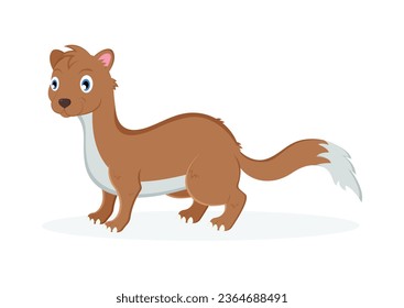 Weasel Cartoon Character Vector Illustration Isolated on White Background