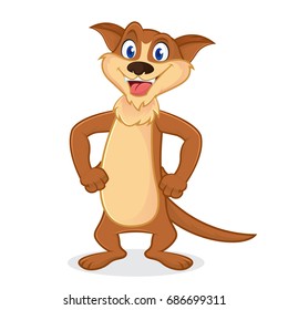 Weasel cartoon mascot smiling isolated in white backround