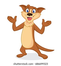 Weasel cartoon mascot smiling and standing isolated in white backround