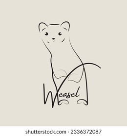 Weasel Character cartoon line drawing simple