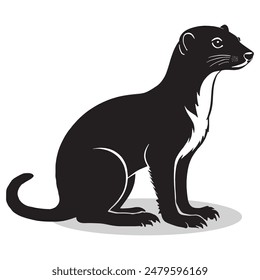 Weasel outline and symbols. Dark level variety basic exquisite white foundation Weasel animal vector and silhouette icon.