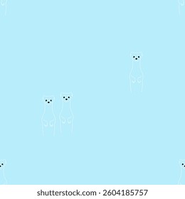 Weasel pattern seamless. Ermine in snow background. Ornament of kids fabric