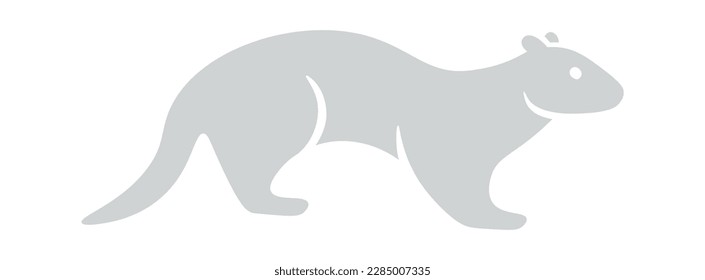 Weasel shape flat icon Cartoon animal silhouette. Vector illustration