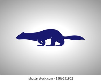 Weasel Silhouette on White Background. Isolated Vector Animal