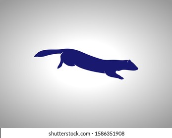 Weasel Silhouette on White Background. Isolated Vector Animal