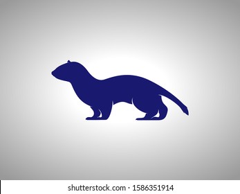 Weasel Silhouette on White Background. Isolated Vector Animal