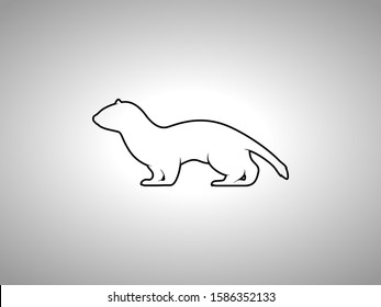 Weasel Silhouette on White Background. Isolated Vector Animal