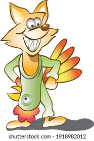 weasel is wearing chicken clothes