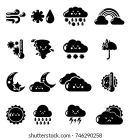 Weater icons set. Simple illustration of 16 weater vector icons for web