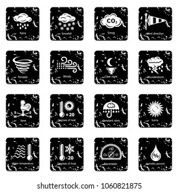 Weater icons set vector grunge isolated on white background 