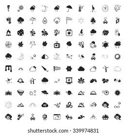 weather 100 icons set for web flat