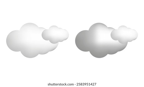 Weather 3d icons realistic isolated vector set. Day and Night. Cloudy, partly cloudy. Design weather app web site game logo banner. Meteorology concept.