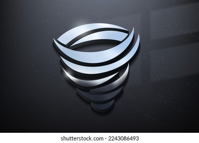 Weather 3D Logo Design, Shiny Mockup Logo with Textured Wall. Realistic Vector