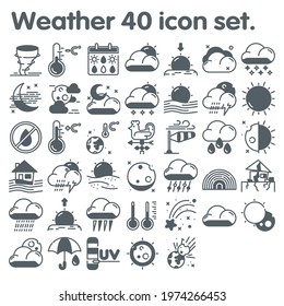 Weather 40 icon set vector