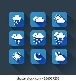 weather app flat icons for smart phone web applications interface 
