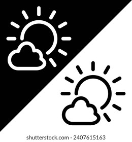 Weather app vector icon, Outline style, isolated on Black and White Background.