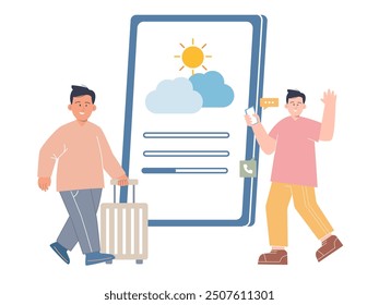 weather app weathercast digital application mockup technology widget mobile phone apps for people travel illustration