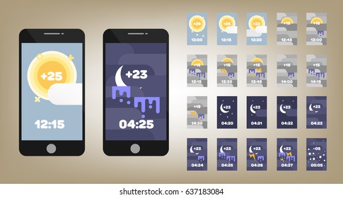Weather app widget vector design, smartphone background