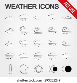 Weather art line icon set for web and mobile application. Vector illustration on a white background.
