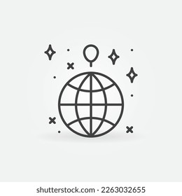 Weather Balloon in Atmosphere and Earth vector concept thin line icon or symbol