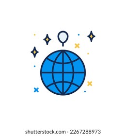 Weather Balloon and Earth Globe vector concept colored icon or design element