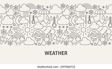 Weather Banner Concept. Vector Illustration of Outline Design.