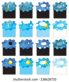 weather banners / moon, sun,rain,snow,Lightning