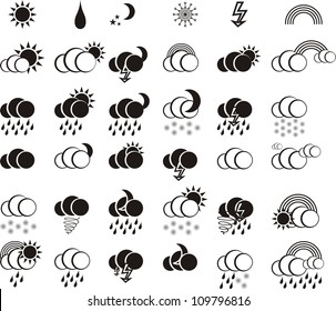 weather black and white  icon set  for web design