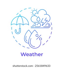 Weather blue gradient concept icon. Atmosphere condition studying for accurate forecast. Meteorology science. Round shape line illustration. Abstract idea. Graphic design. Easy to use in presentation