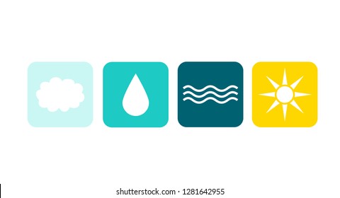 weather button.cloud, rain, water, sun icons
