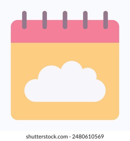 Weather Calendar Vector Icon, Cloud Calendar Icon. Flat Style Isolated Vector Icon.