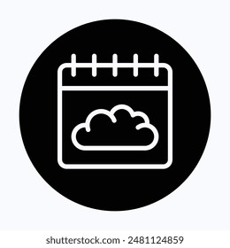 Weather Calendar Vector Icon, Cloud Calendar Icon. 