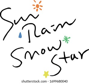 weather calligraphy handwritten lettering vector design brush sun rain snow star