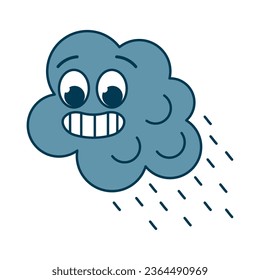 weather cartoon character rainy cloud isolated icon
