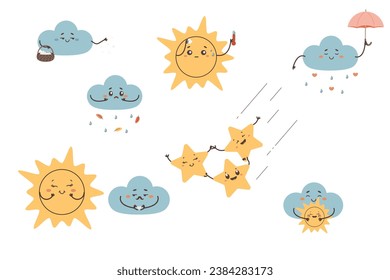Weather cartoon character set clip art