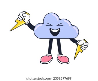 weather cartoon cloud with thunders vector isolated
