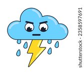 weather cartoon storn cloud vector isolated