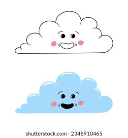 Weather cheerful cloud, cartoon characters, two options