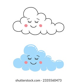 Weather cheerful cloud, with closed eyes, two options