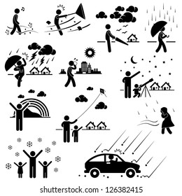 Weather Climate Atmosphere Environment Meteorology Season People Man Stick Figure Pictogram Icon