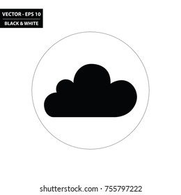 Weather - cloud black and white flat icon. Vector Illustration.