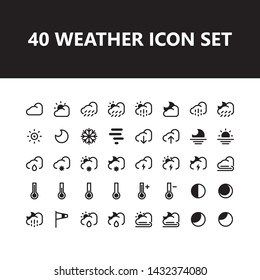 Weather cloud day icon set vector isolated with outline style