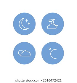 Weather and cloud editable stroke outline icons set isolated on white background flat vector illustration
