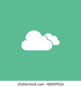 Weather Cloud Flat Icon On Green Background