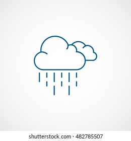 Weather Cloud With Rain Blue Line Icon On White Background