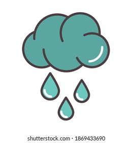 weather cloud rain drops season vector illustration line and fill style