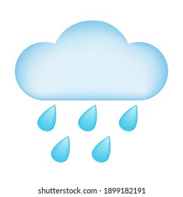 Wetterwolke mit Regen Emoji Symbol. Raindrops Falling Rainy Day Symbol. Übergezogene Illustration Vectordesign Art.