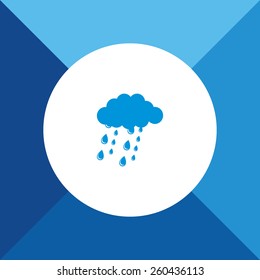 Weather (Cloud & Rain) Icon On Blue Background. Eps-10.