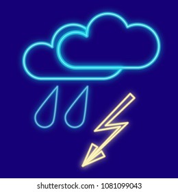 Weather. Cloud, rain and lightning, drops, thunderstorm
