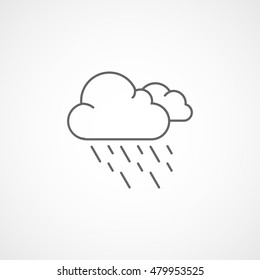 Weather Cloud With Rain Line Icon On White Background